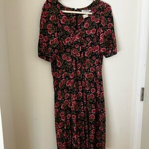 Floral Black and Pink Vintage Dress with character